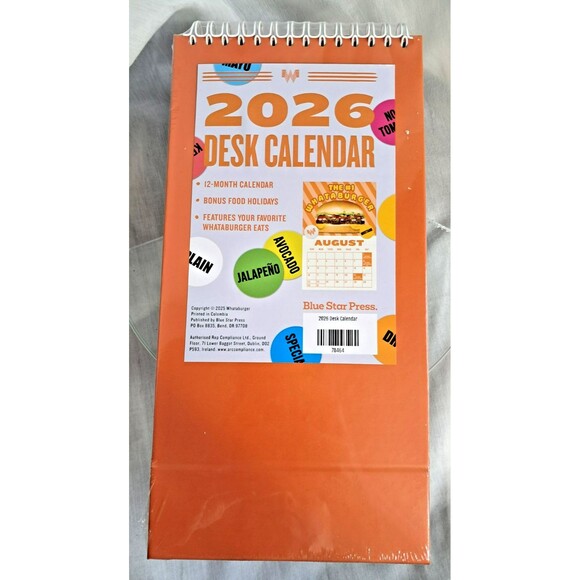 New 2026 Whataburger Orange Calendar for Desk Display 10x5 - Picture 2 of 5